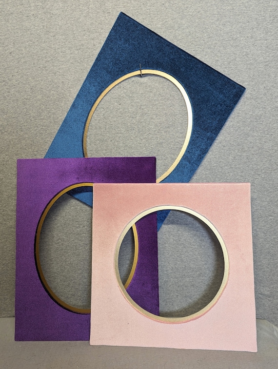 Oval and Round VELVET Picture Matting Hand Wrapped Double Mat Choice of Color Custom Sizes up to 20x24 Outer