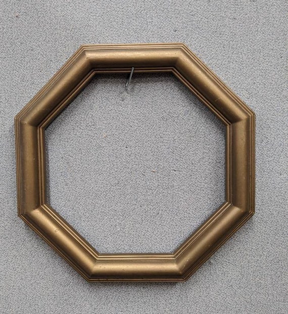 8x8 Octagon Frame Gold Vintage Plastic With Optional Glass And