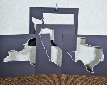 STATE Mats Cutout 8x10 11x14 16x20 Choice of Color