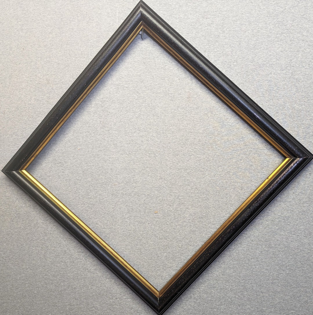 16x16 Frame Black With Gold With Optional Glass and Custom Cut Matting
