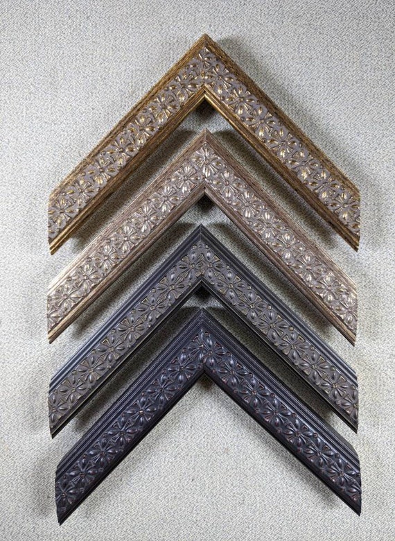 Ornate Frame Any Size up to 24x36 - CUSTOM ORDER ONLY Per Foot Pricing Gold Silver with Regular Glass or Acrylic and Optional Custom Mat