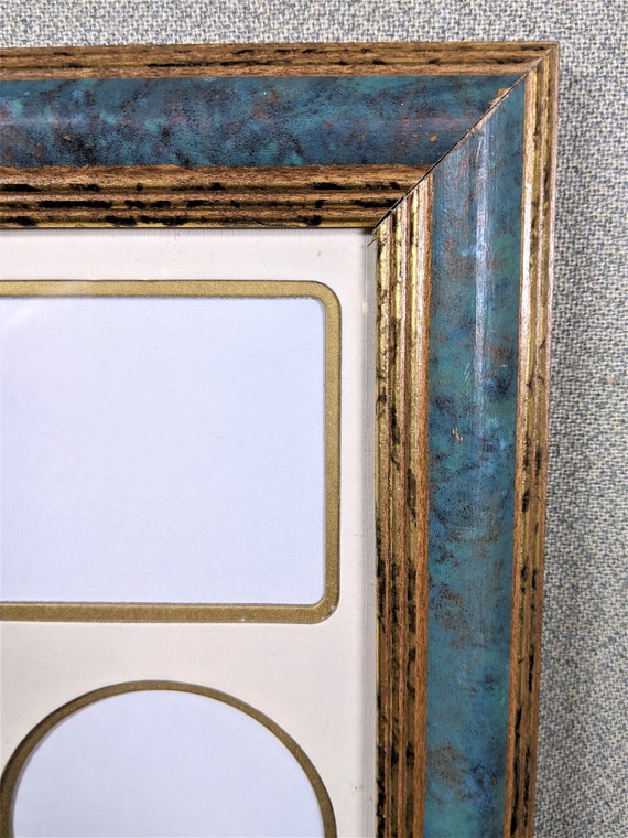 Visual Arts Photography 8x10 Frame Green and Gold with Multi Opening Mat with Optional Glass and