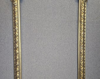 14x30 Frame Vintage Plastic Light Gold Metallic Ornate with Optional Acrylic and Custom Cut Matting