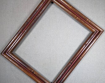 11x14 Frame Vintage Dark Walnut Bamboo Style with Optional Glass and Custom Cut Matting