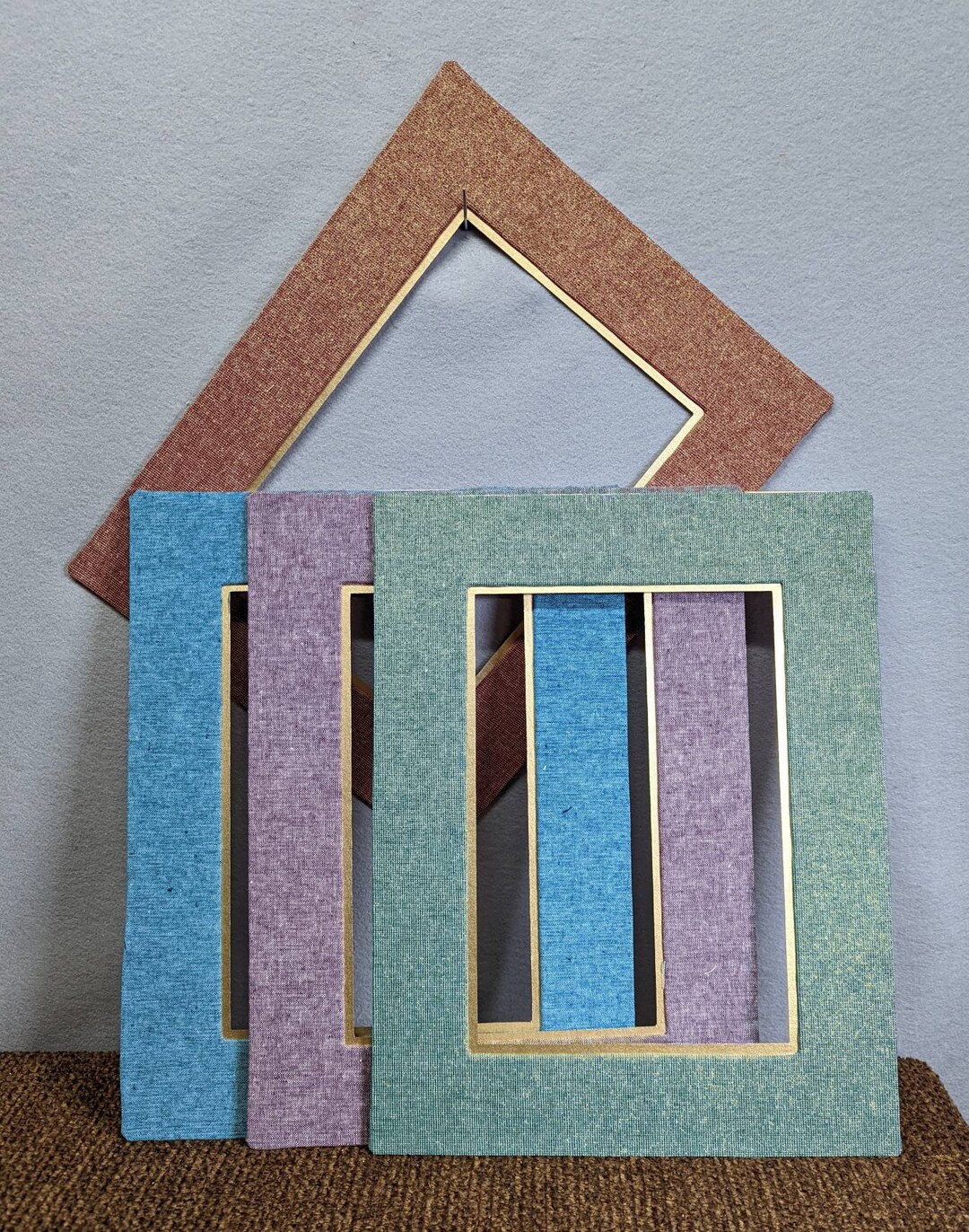 HAND WRAPPED FABRIC Picture Mat Choice of Color Double Mat Custom Sizes