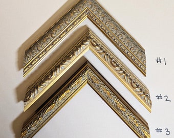 GOLD Ornate Frame Medium Width Any Size up to 24x36 - CUSTOM SIZES with Regular Glass or Acrylic and Optional Custom Mat