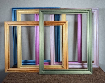 11x14 Wood Frame METALLIC Colors Medium Profile with Optional Glass and Custom Cut Matting