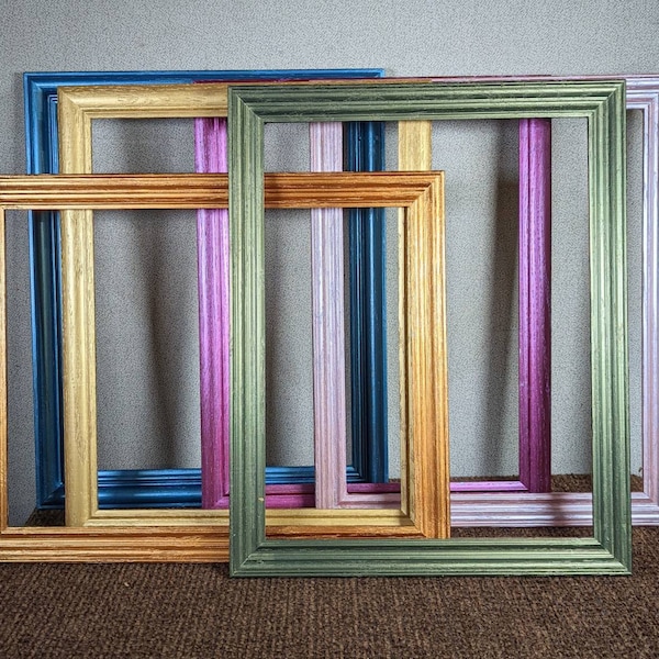11x14 Wood Frame METALLIC Colors Medium Profile with Optional Glass and Custom Cut Matting