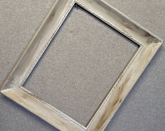 11x14 Frame Vintage Putty Pale Grey Distressed Shabby with Optional Glass and Custom Cut Matting