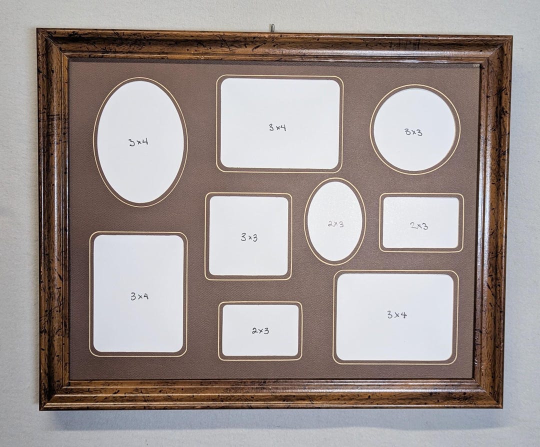 11x14 Frame Vintage Brown With Optional Multi Opening Paper Mat and ...