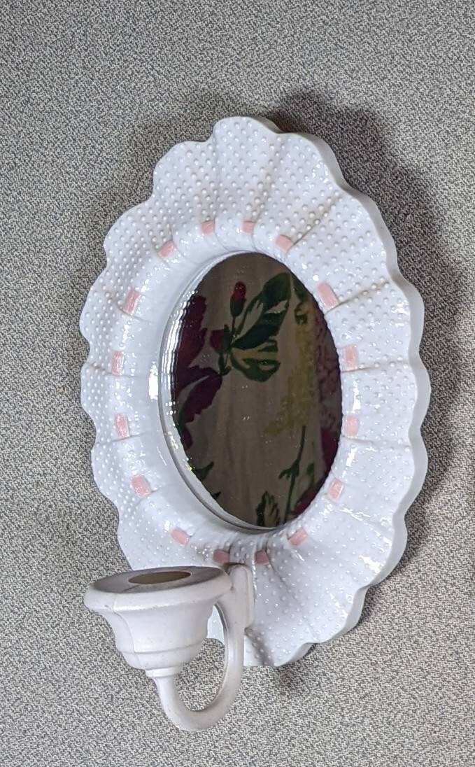 8x10 Oval Frame Vintage Plastic White and Pink With Side Etsy