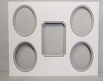 PHOTO COLLAGE mat Size 11x14 - 5 Openings 3 1/2" x 5" and 3" x 4" Choice of Color