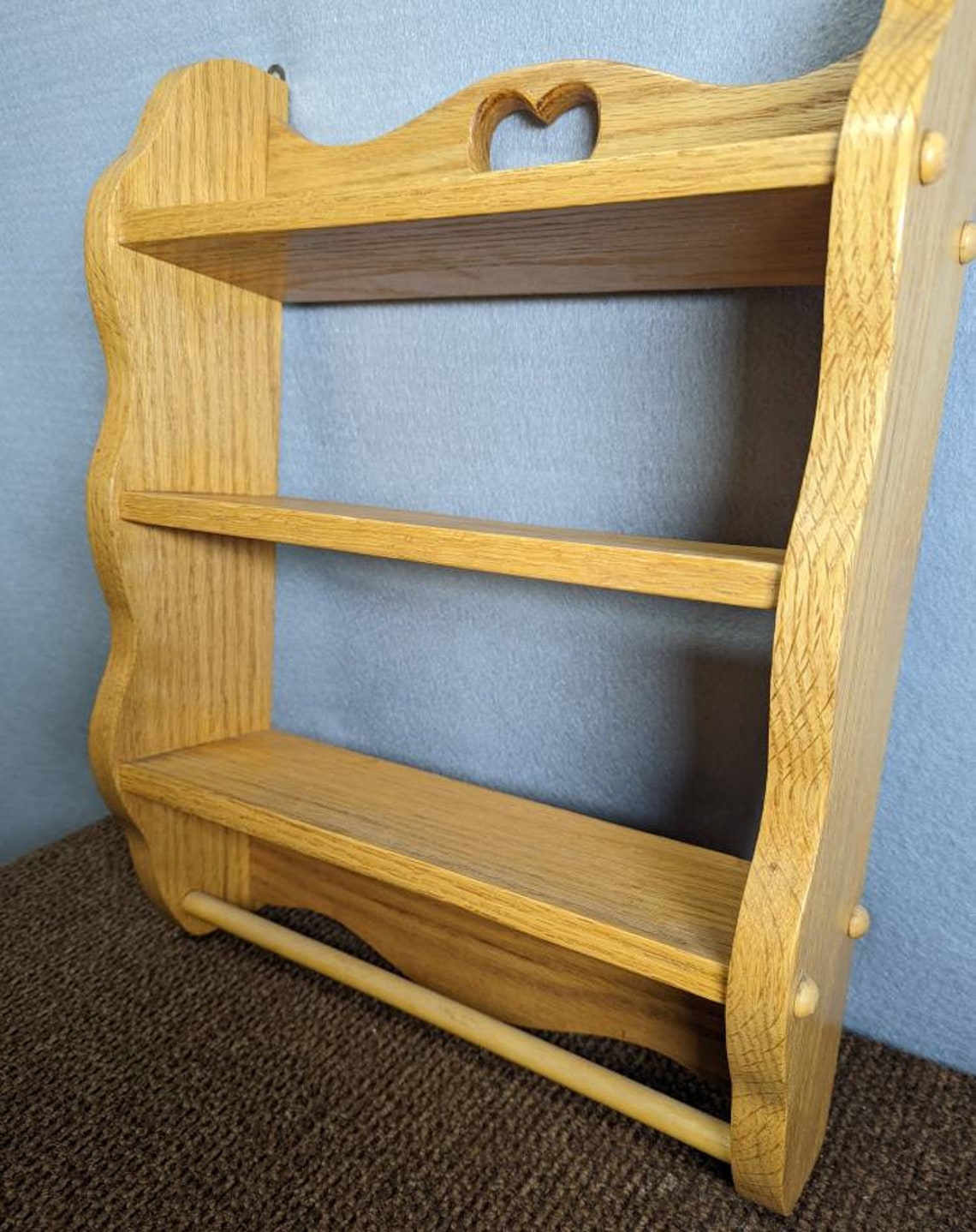 Small Wall Shelf With Heart Shaped Accent Etsy