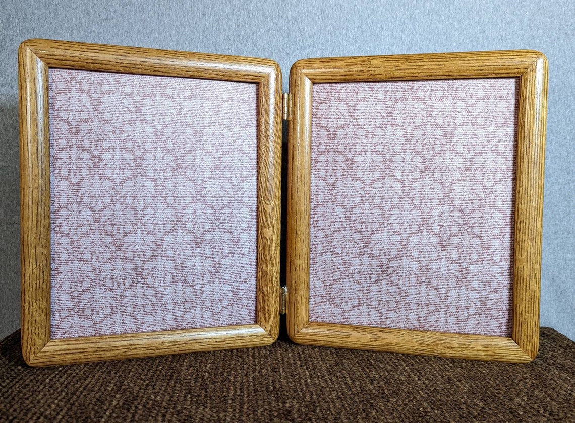 8x10 Photo Frame Double Opening Hinged Oak With Rounded Etsy