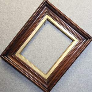 7x9 Frame Vintage Dark Walnut with Gold with Optional Glass and Matting