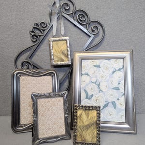 SET OF SIX Metal Photo Frames with Choice of Glass