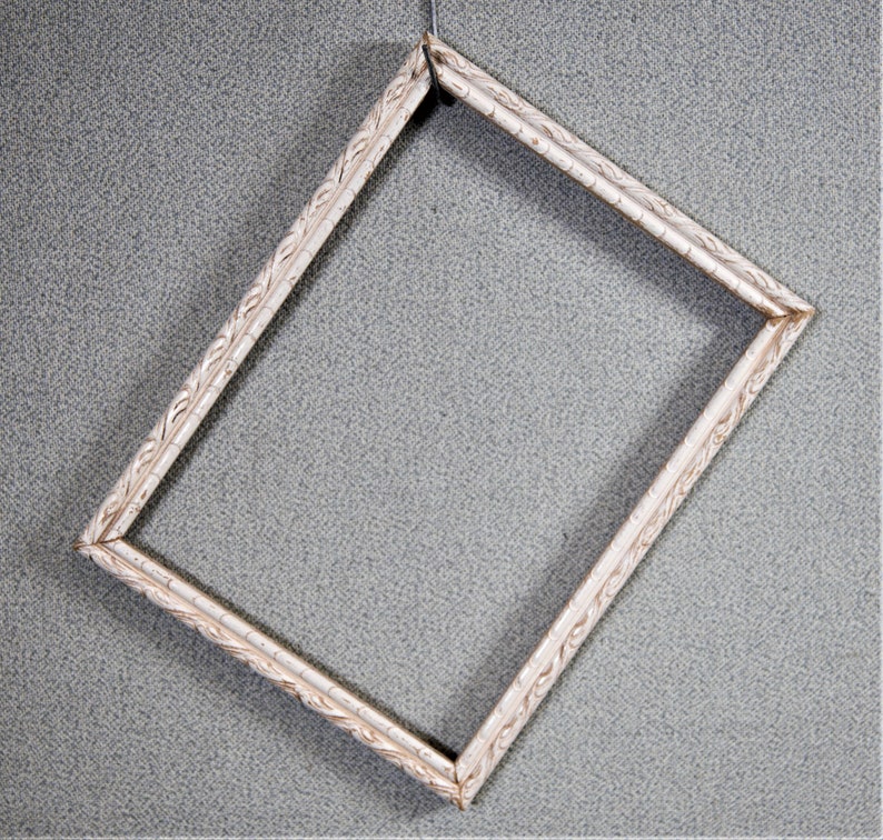 6x8 Frame Vintage Ornate White Thin Wood With Optional Glass Image 0