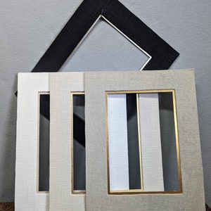 HAND WRAPPED LINEN Picture Matting Double Mat Off White - Wheat - Oatmeal - Cream - Brown - Black Neutral Tones