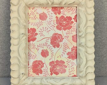 5x7 Frame Chunky White Ornate Shabby Style with Optional Glass and Custom Cut Matting
