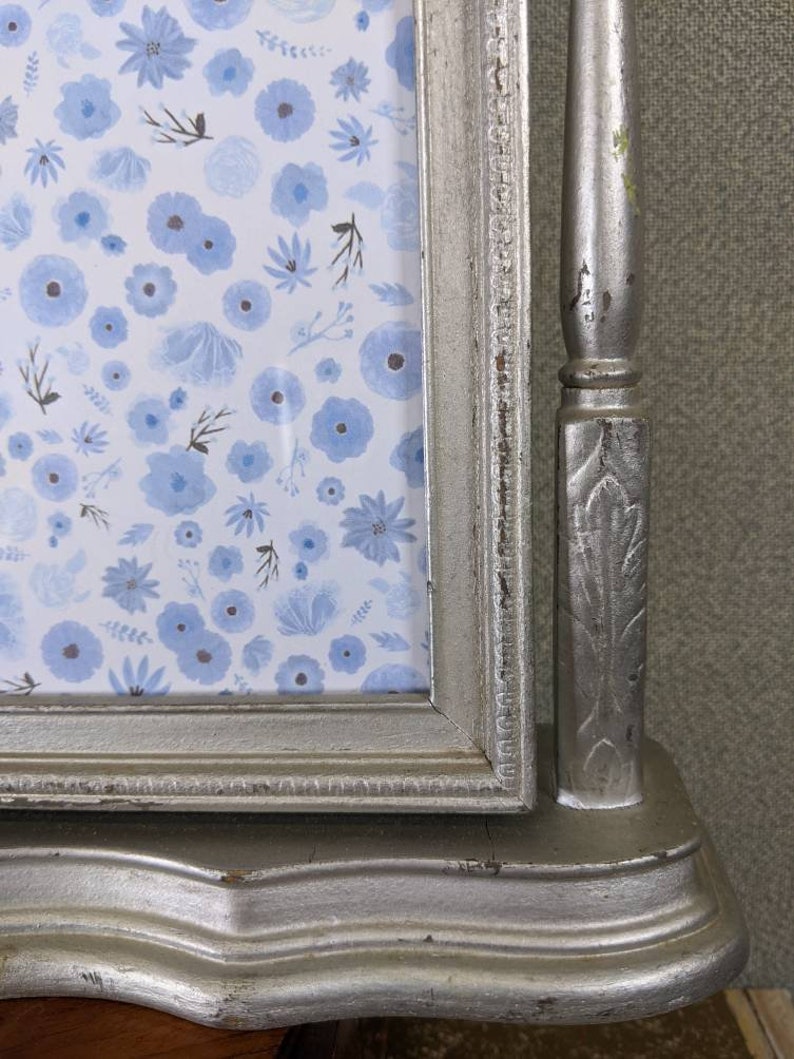 8x10 Swivel Frame Vintage Ornate Silver Wood with Optional Glass and Custom Cut Matting