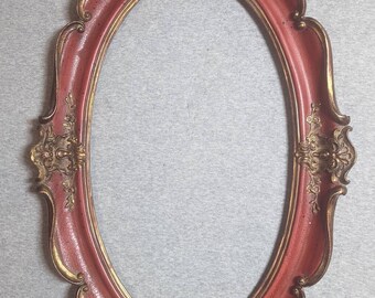 8x15 Oval Frame (Approximate Size) Rusty Cherry and Gold Ornate with Choice of Glass and Optional Custom Cut Matting