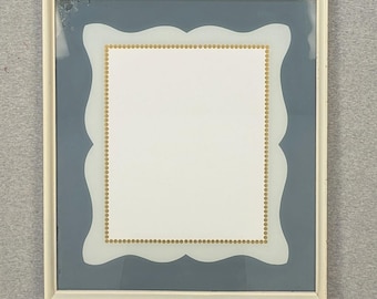 14x16 Frame Narrow White Vintage with Vintage Decorative Glass to fit a touch over 8x10 Art AS IS
