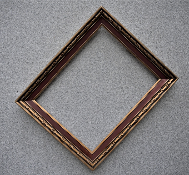 11X14 Frame Vintage Gold and Red Ornate with Optional Glass and Custom Cut Matting