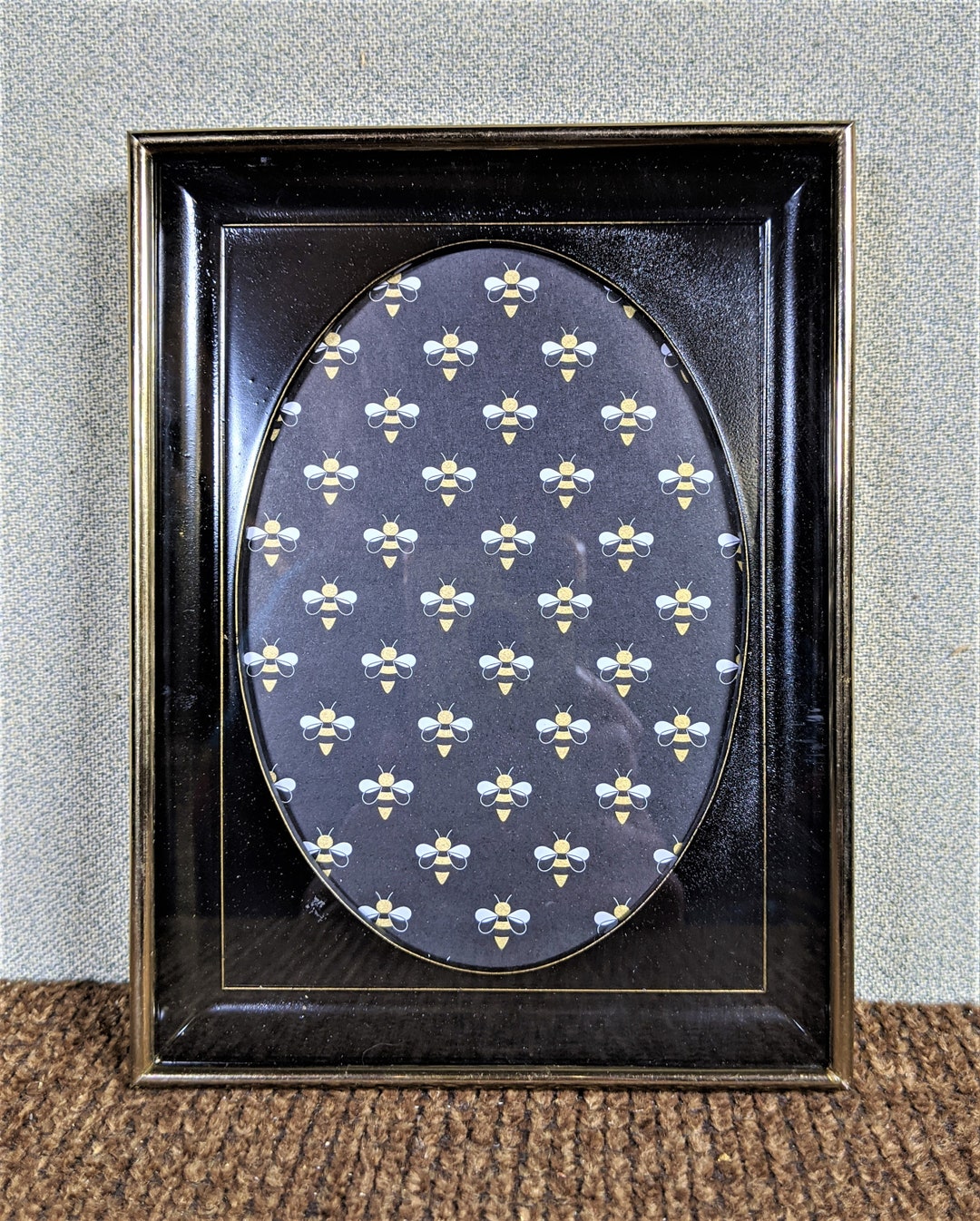 5x7 Metal Box Frame Gold and Black Vintage Spandrel Oval Opening With ...