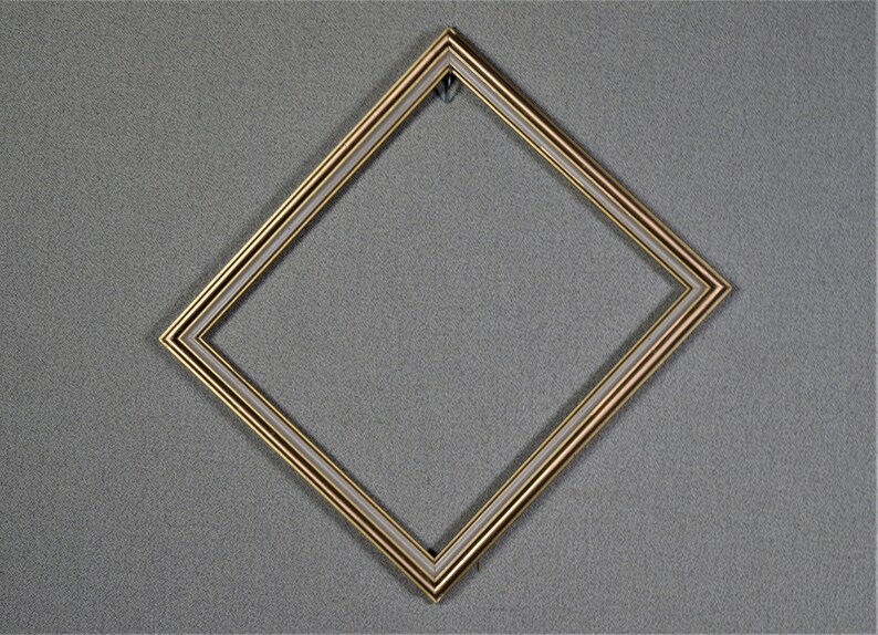 Vintage Gold and White Wood with Optional Complete Frame Kit Glass and Custom Cut Matting 8x9 Frame Approx. Size