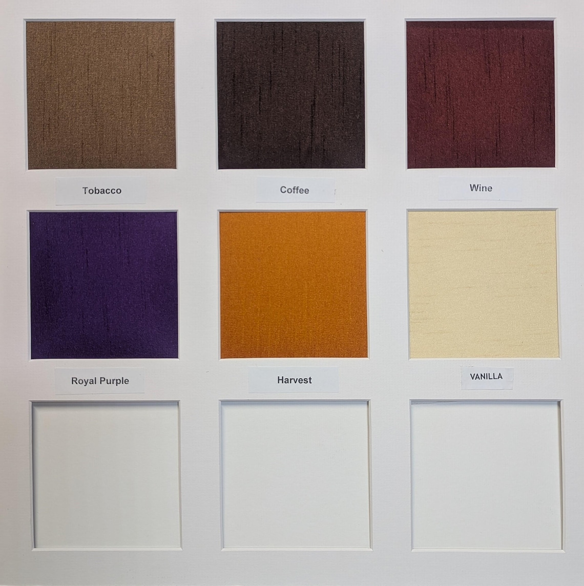 Color Matting Faux SILK Picture Matting Hand Wrapped Double Mat Choice of Color ...