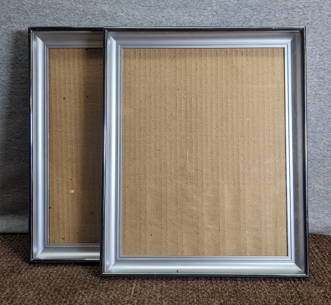 8x10 Frame Vintage Box Style Silver Metal With Choice of Glass Easel or ...