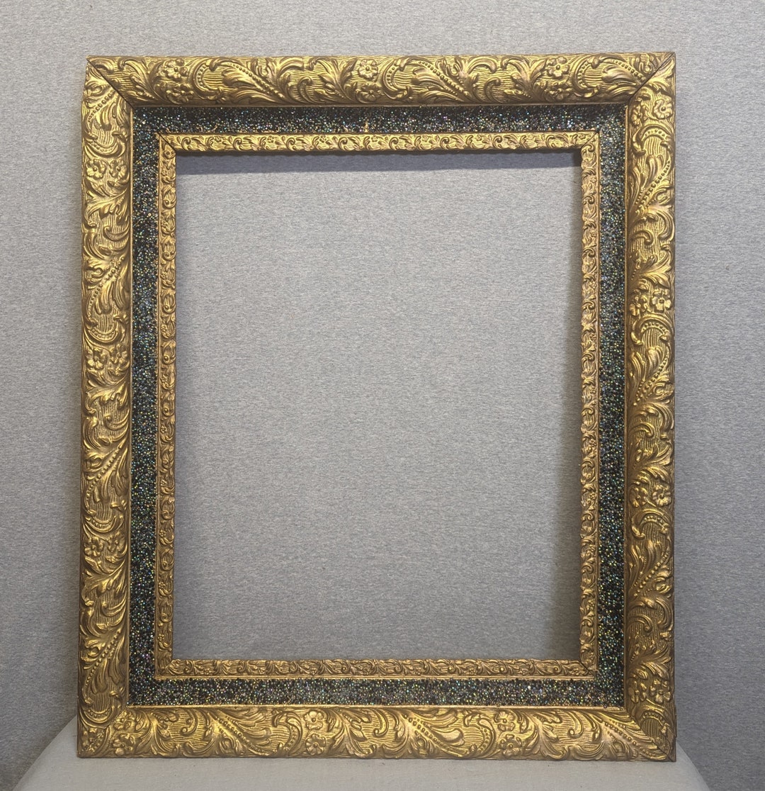 16x20 Frame Vintage Antique Ornate Gold With Sparkle Panel With
