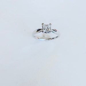 DIamond Solitaire Ring 3/4 Carat Princess cut in 14k White gold