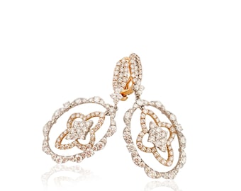 Diamonds  Chandelier  Earrings  White and Rose Gold in 18 K