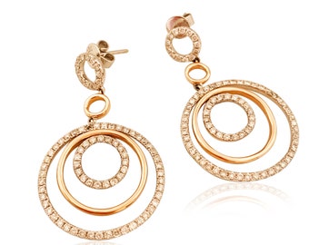 Diamonds  Chandelier  Earrings in 14k  White and Rose Gold