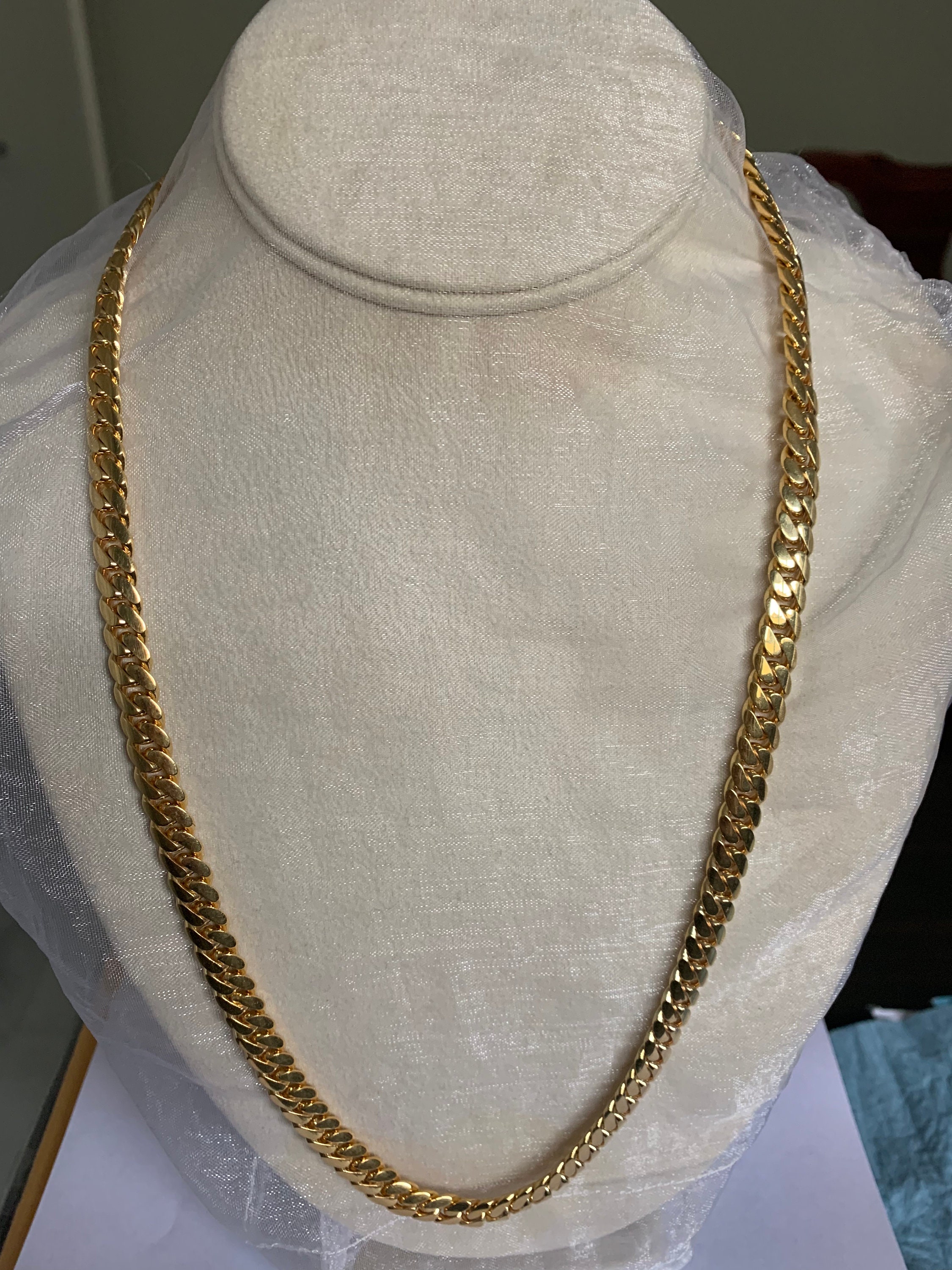 Miami Cuban Link Chain in Solid 14k Yellow Gold - Etsy