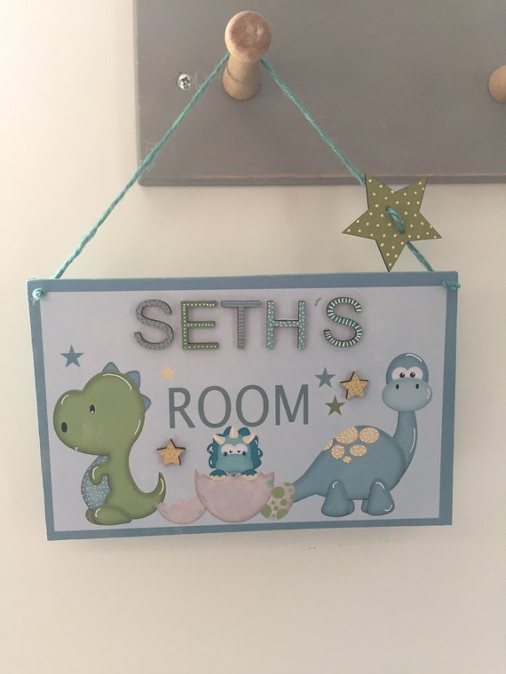 Personalised Dinosaurs Sign Children Bedroom Door Sign Name Sign 1st Birthday Gift Nursery Decor Keepsake Gift Christening Gift