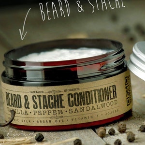BEARD CONDITIONER Vanilla Pepper Sandalwood organic beard conditioner, beard care, mens care, facial hair beard softener, Gift for him image 1