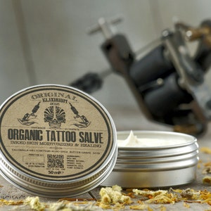 TATTOO CREAM Elixirium Organic tattoo aftercare, Herbal Tattoo Healing, Tattoo moisturizing cream by Elixirium Organic Skincare. image 6