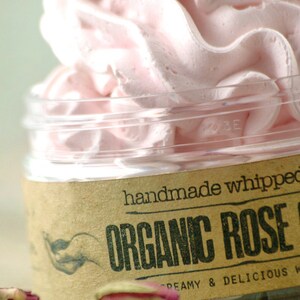 Whipped Soap ORGANIC ROSE Face & Body Handmade Cream Wash. image 4