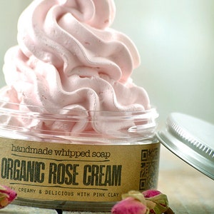 Whipped Soap ORGANIC ROSE Face & Body Handmade Cream Wash. image 3