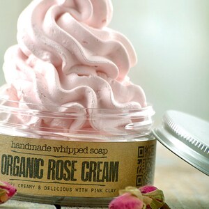 Whipped Soap ORGANIC ROSE Face & Body Handmade Cream Wash. image 5