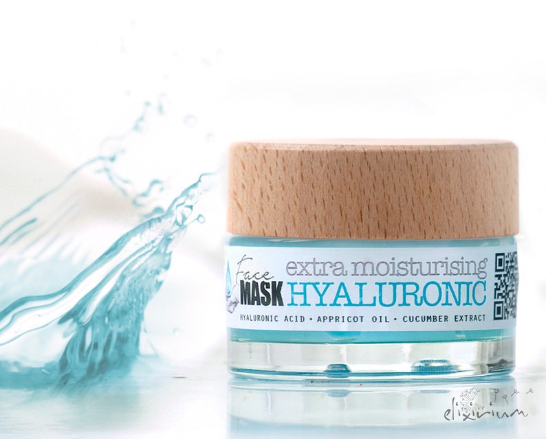 Face Mask HYALURONIC Organic extra moisturising with Aloe, Appricot and cucumber by Elixirium. image 2