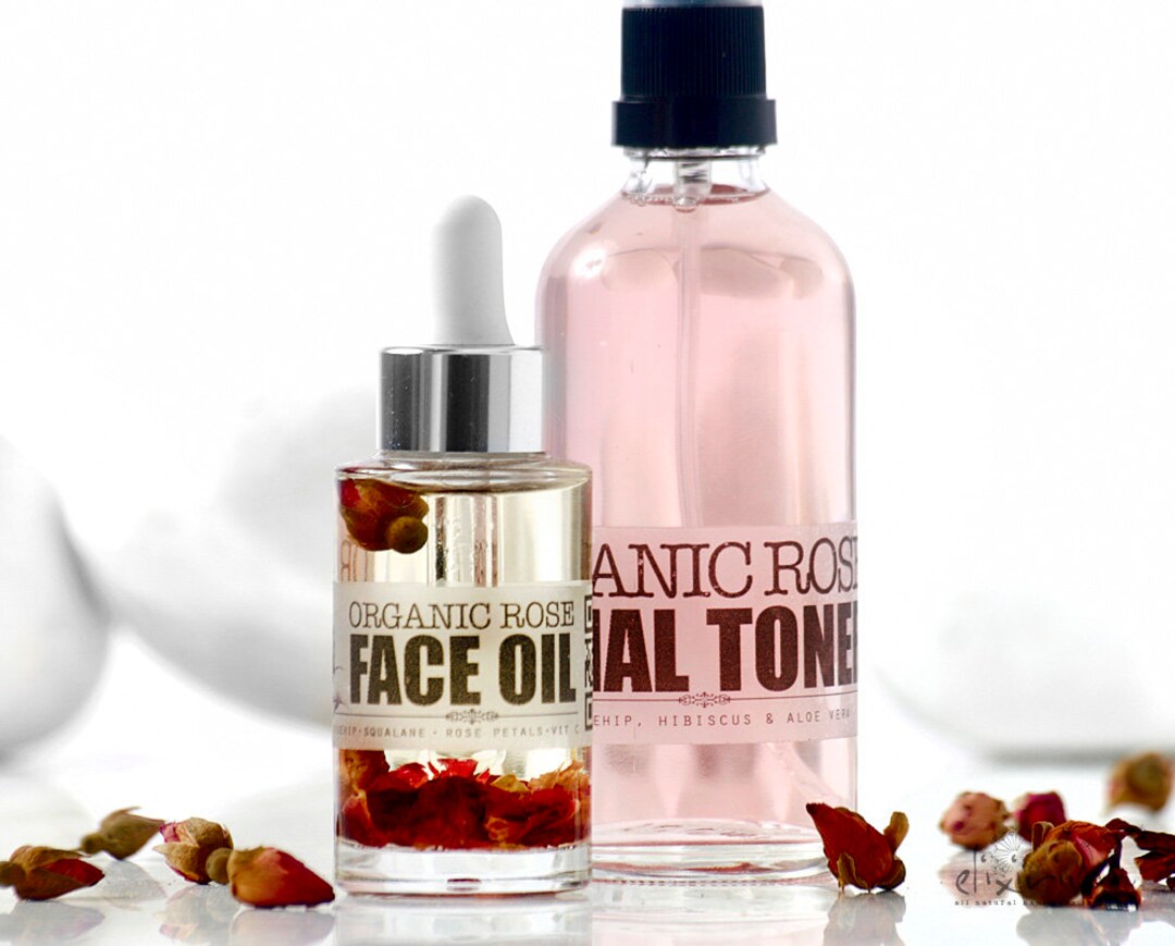 ORGANIC ROSE Oil Face Treatment Set Facial Skin Glow Elixir Etsy