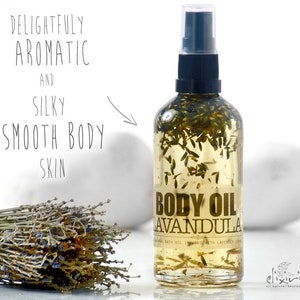 Body Oil LAVENDER Organic Massage oil, Lavender Organic Bath oil, Aromatic Lavender body oil by Elixirium Organic Skincare image 1