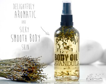 Body Oil LAVENDER • Organic Massage oil, Lavender Organic Bath oil, Aromatic Lavender body oil by Elixirium Organic Skincare