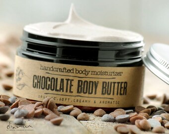 Body Butter CHOCOLATE • Organic Chocolate  body butter moisturizer by Elixirium organic skincare.