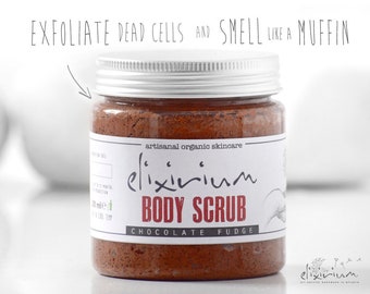 Body Scrub CHOCOLATE  • Sugar Organic Body Exfoliator, Peeling by Elixirium.