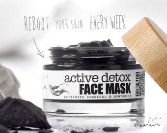 Face Mask ACTIVE CHARCOAL • Detoxifying Deep Cleansing Facial Black Mask