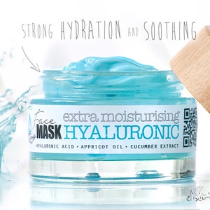 Face Mask HYALURONIC Organic extra moisturising with Aloe, Appricot and cucumber by Elixirium. image 1